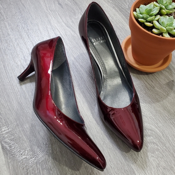 Stuart Weitzman Shoes - Stuart Weitzman Burgundy Patent Leather Pointy Toe Pumps